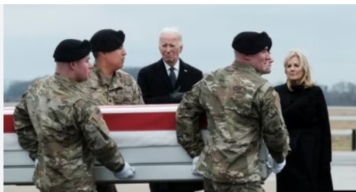 President Biden, first lady attend dignified transfer for U.S. soldier killed in strike